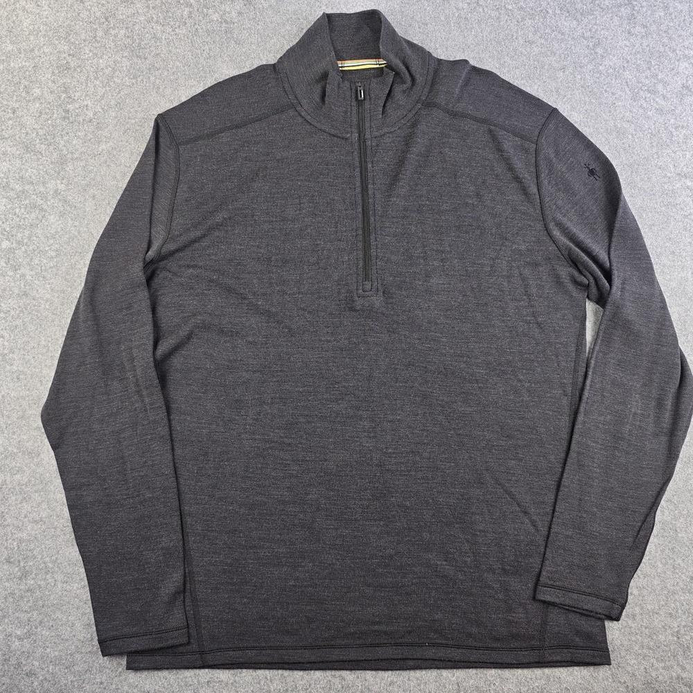 Smartwool Merino 250 Base Layer Pullover Mens XL Gray 1/4 Zip 100% Merino Wool
